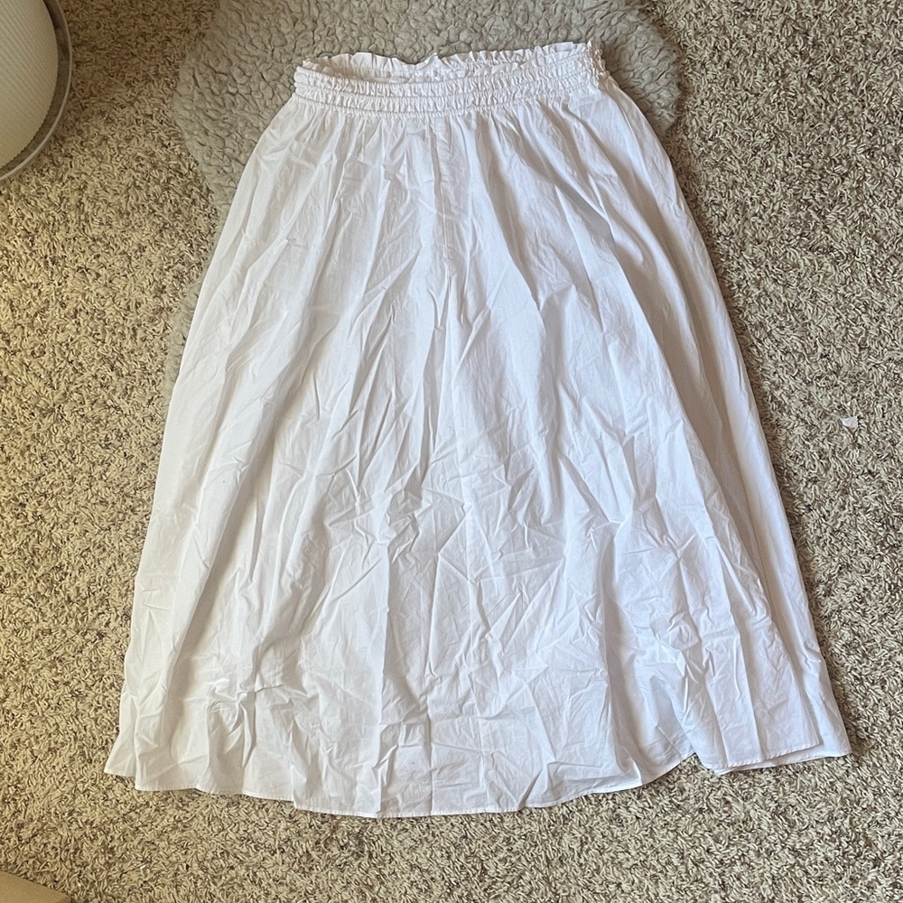 Madewell White Smocked-Waist Maxi Skirt